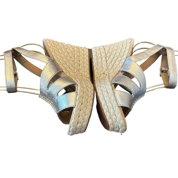 Ugg Careena Gold Metallic Leather Wedge Espadrilles Sandals Ankle Strap NEW 6.5 - Picture 8 of 11